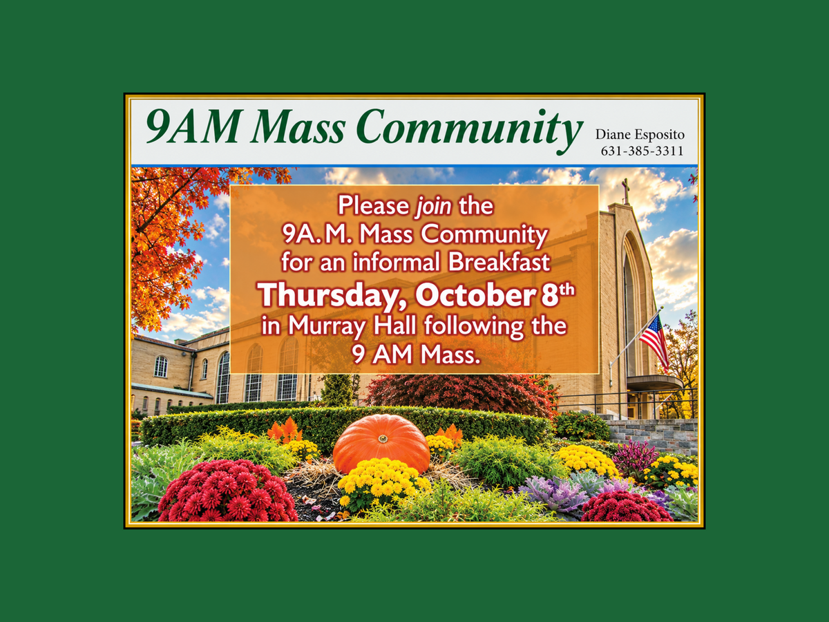 9:00 am Mass Community Breakfast - Thursday, October 8th