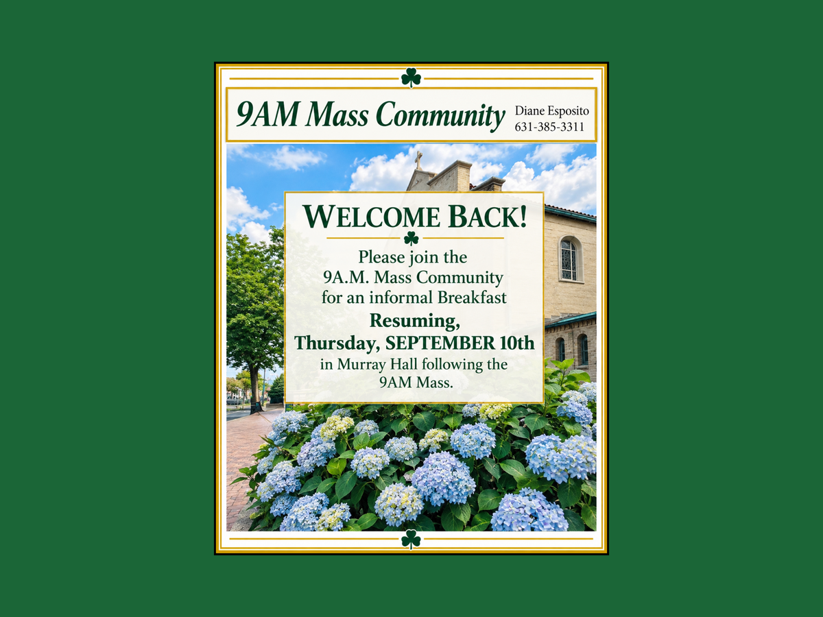 9 am Mass Community Breakfast - Thursday, September 10th