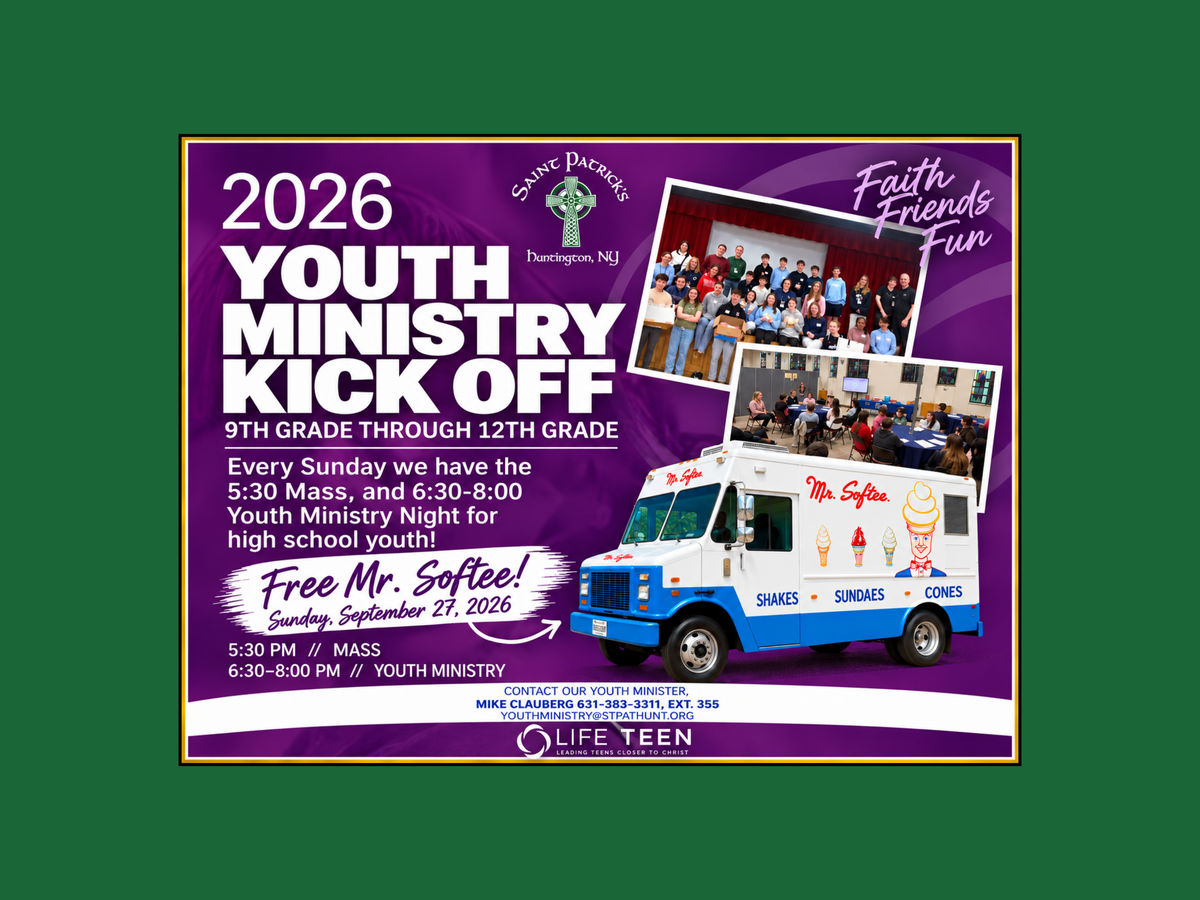 Youth Ministry Kick Off - Sunday, September 27th at 5:30 pm 